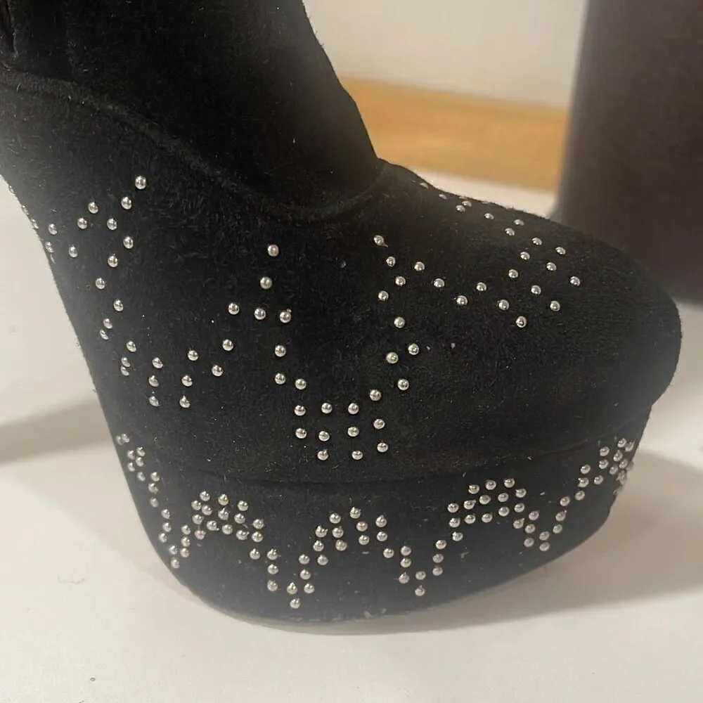 Alaia Black Platform Suede Boots Size 38.5